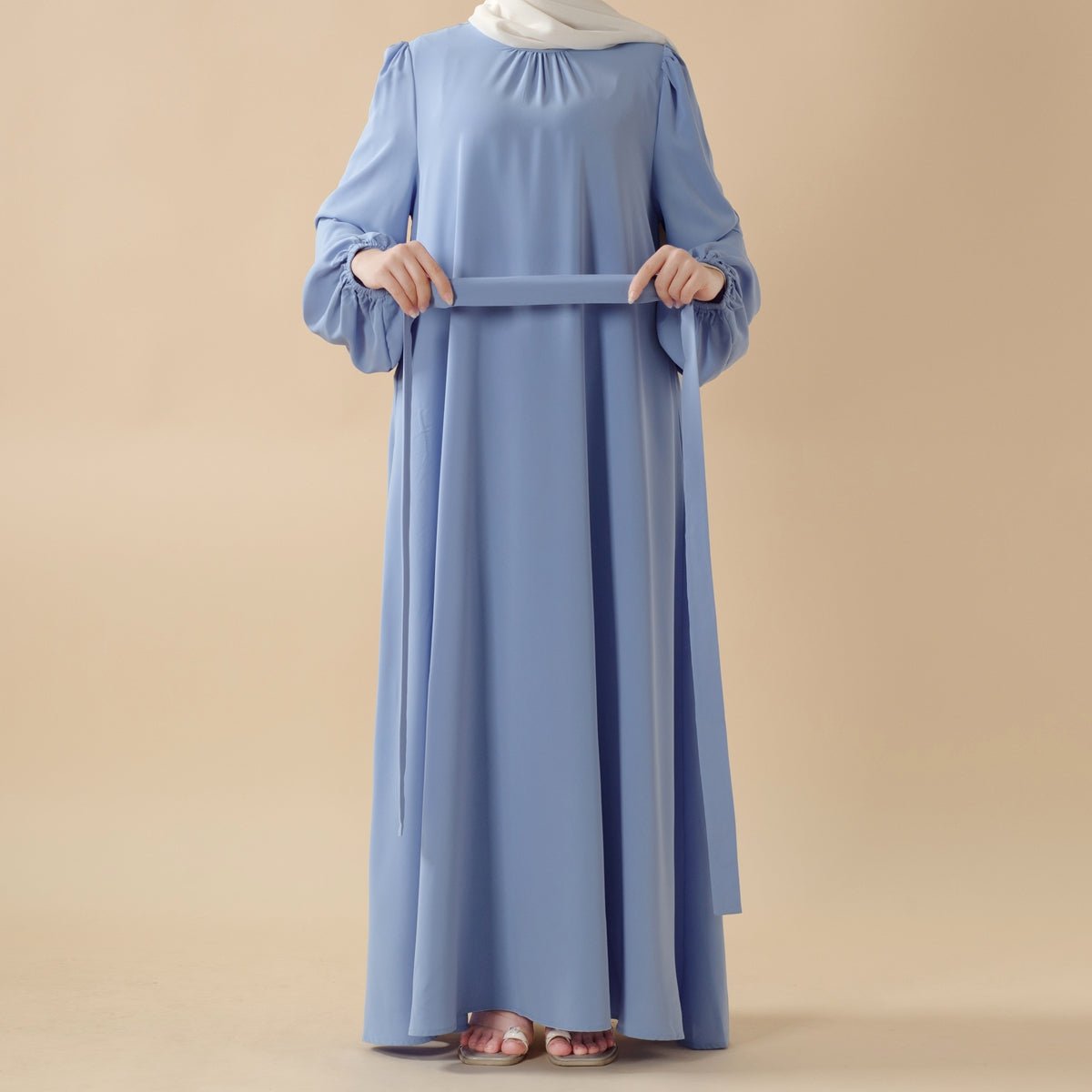 Candy Color Pleated Abaya | Must - have Essential Basic Dress (MA142) - Mariam's Collection