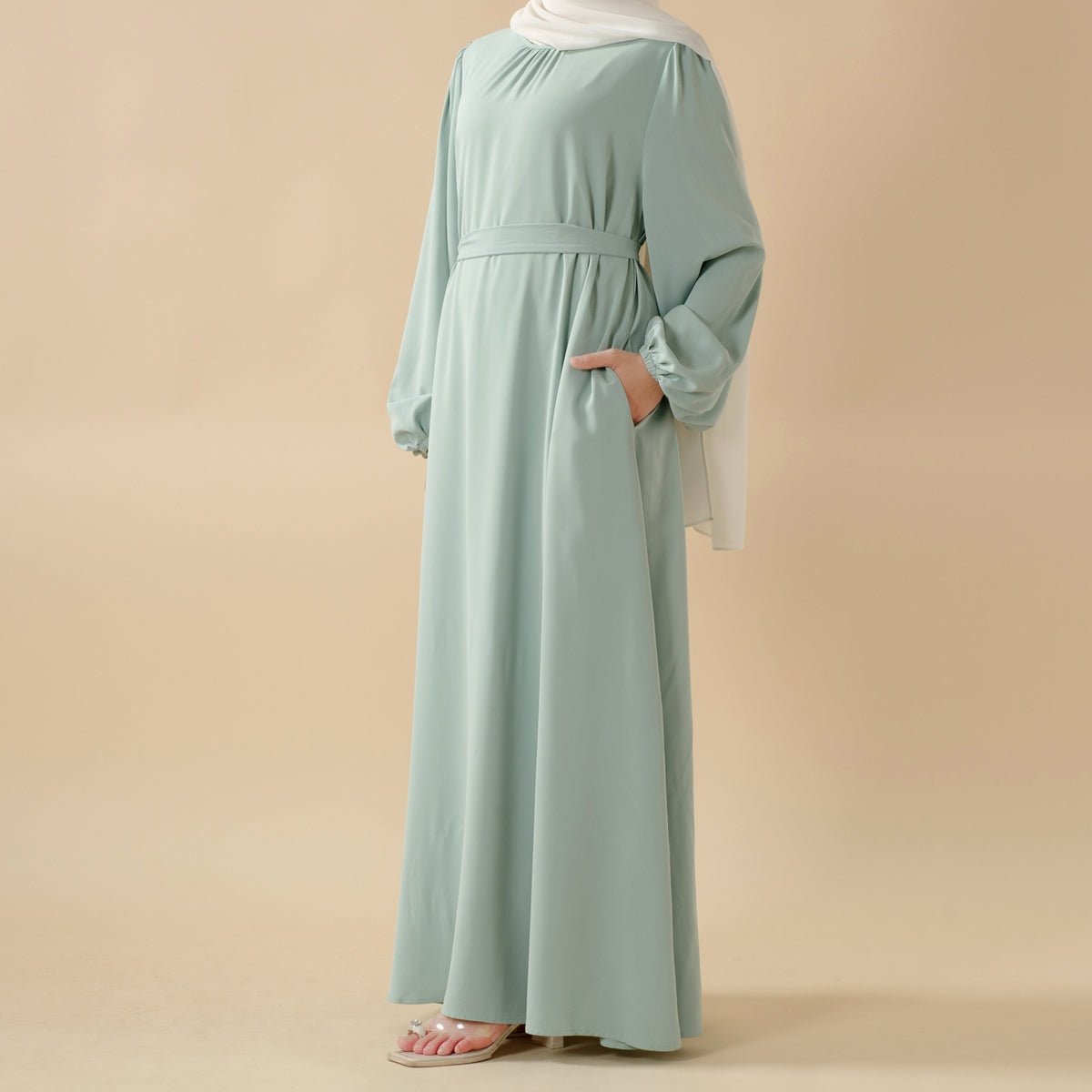 Candy Color Pleated Abaya | Must - have Essential Basic Dress (MA142) - Mariam's Collection