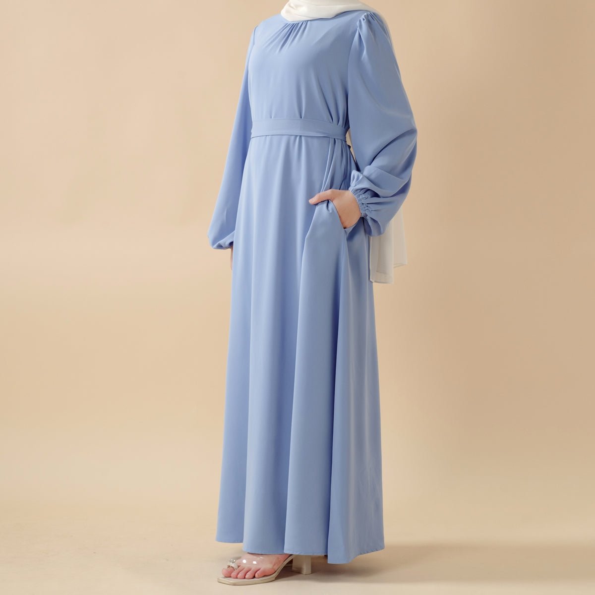 Candy Color Pleated Abaya | Must - have Essential Basic Dress (MA142) - Mariam's Collection