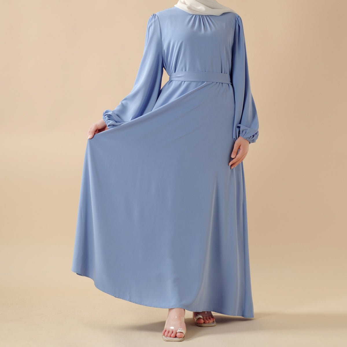 Candy Color Pleated Abaya | Must - have Essential Basic Dress (MA142) - Mariam's Collection