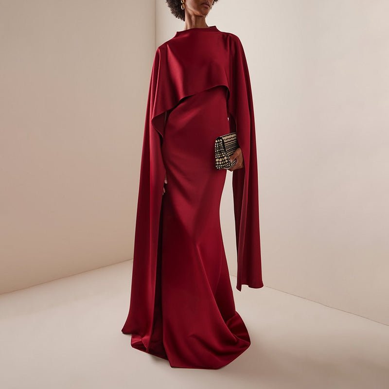 Cape Overlay Dress with Detachable Shawl(MS308) - Mariam's Collection