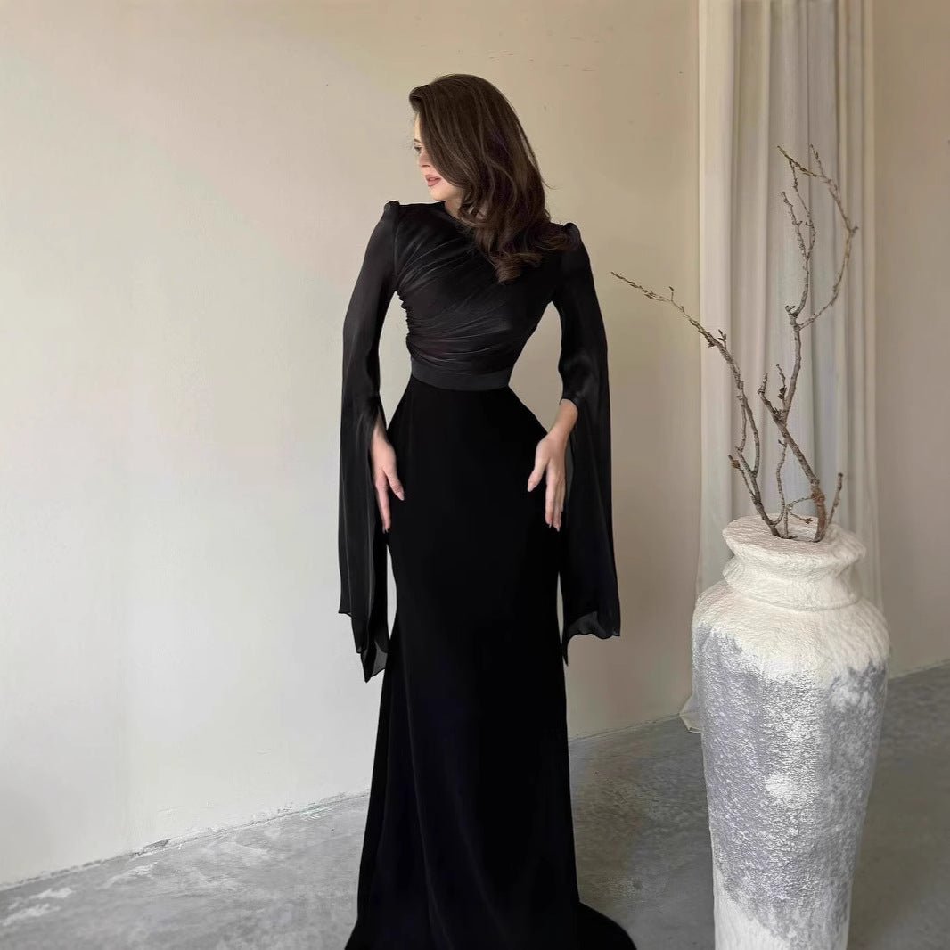 Mermaid Trumpet Party Dresses Elegant Dress Wedding Wedding Guest Floor Length Long Sleeve Crew Neck Polyester with Strappy 2025 Mermaid Trumpet Party Dresses Elegant Dress Wedding Wedding Guest Floor Length Long Sleeve Crew Neck Polyester with Strappy 2025