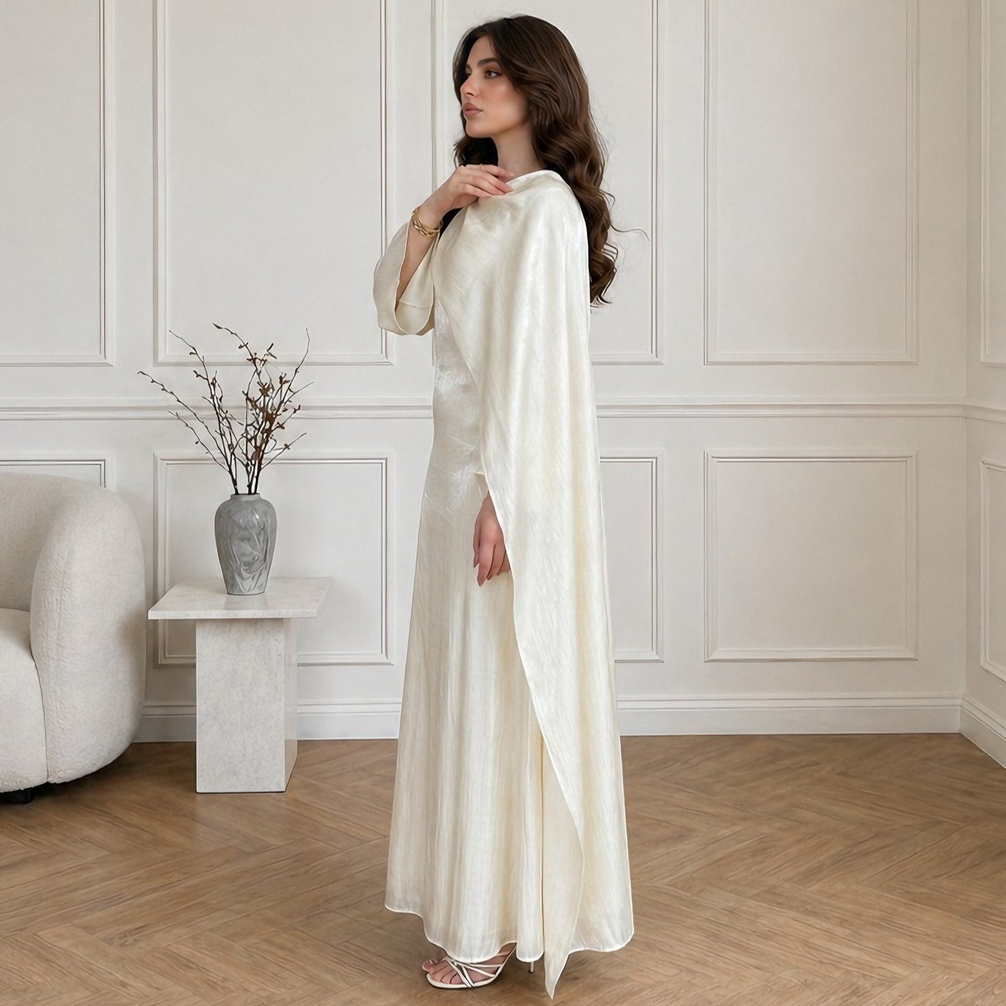 Cape Sleeve Maxi Dress(MS502) - Mariam's Collection