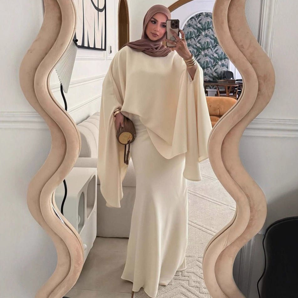Cape Top & Maxi Skirt Two - Piece Set(MS342) - Mariam's Collection