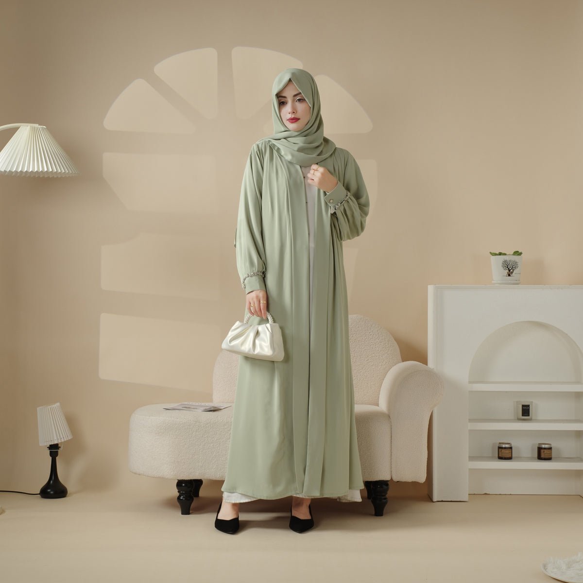 Cardigan Abaya, Western Style Abaya (MOA061) - Mariam's Collection