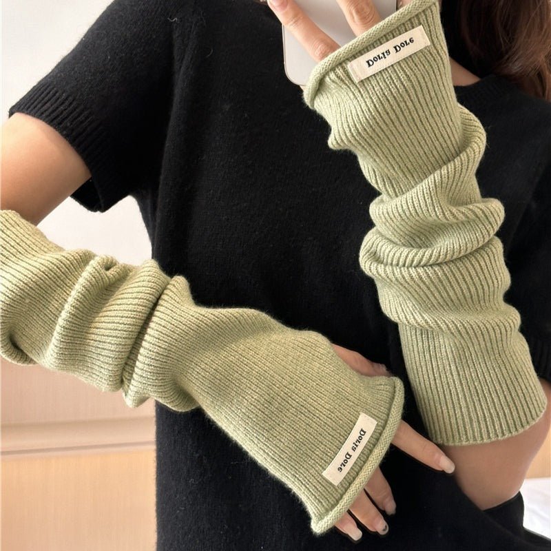 Cascading Knit Sleeve Covers Cozy Elegance for Layered Style (MAC312) - Mariam's Collection