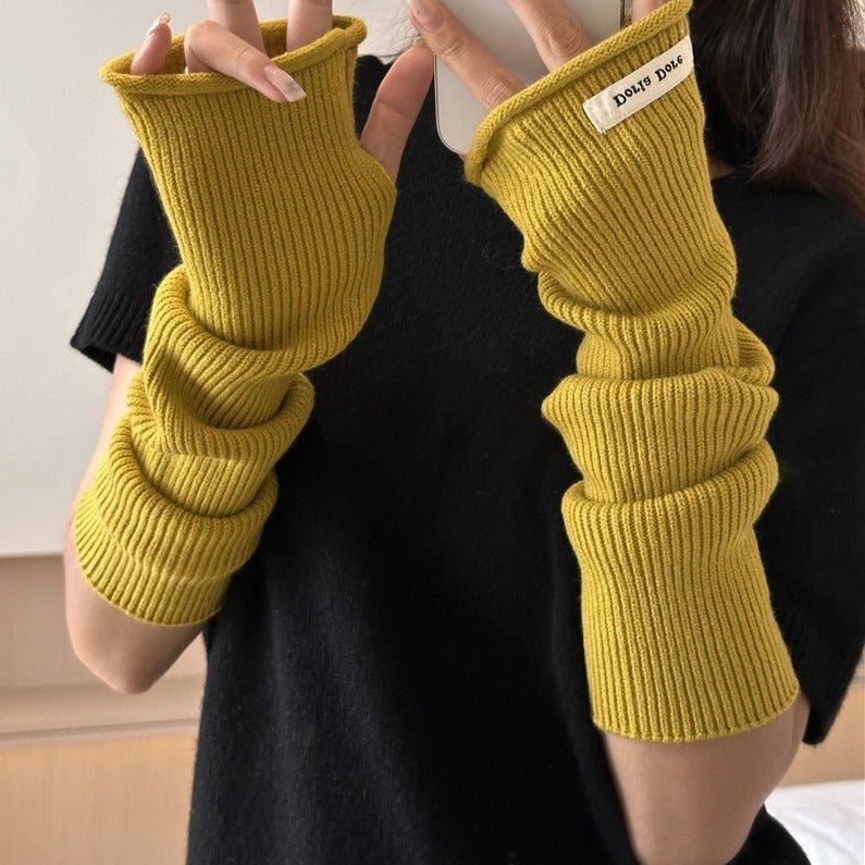 Cascading Knit Sleeve Covers Cozy Elegance for Layered Style (MAC312) - Mariam's Collection