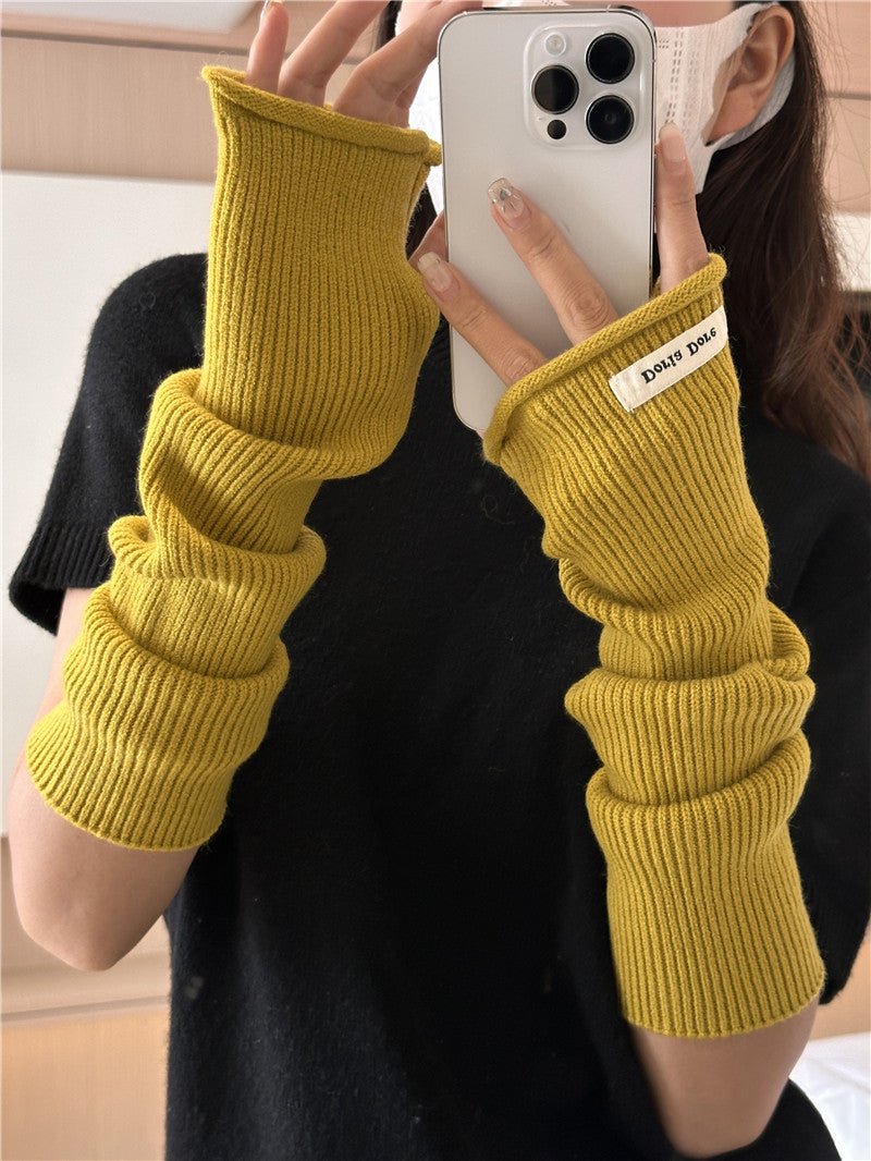Cascading Knit Sleeve Covers Cozy Elegance for Layered Style (MAC312) - Mariam's Collection