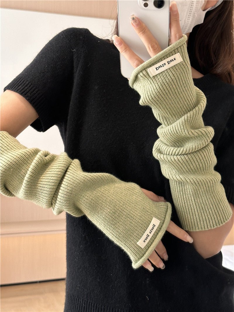Cascading Knit Sleeve Covers Cozy Elegance for Layered Style (MAC312) - Mariam's Collection
