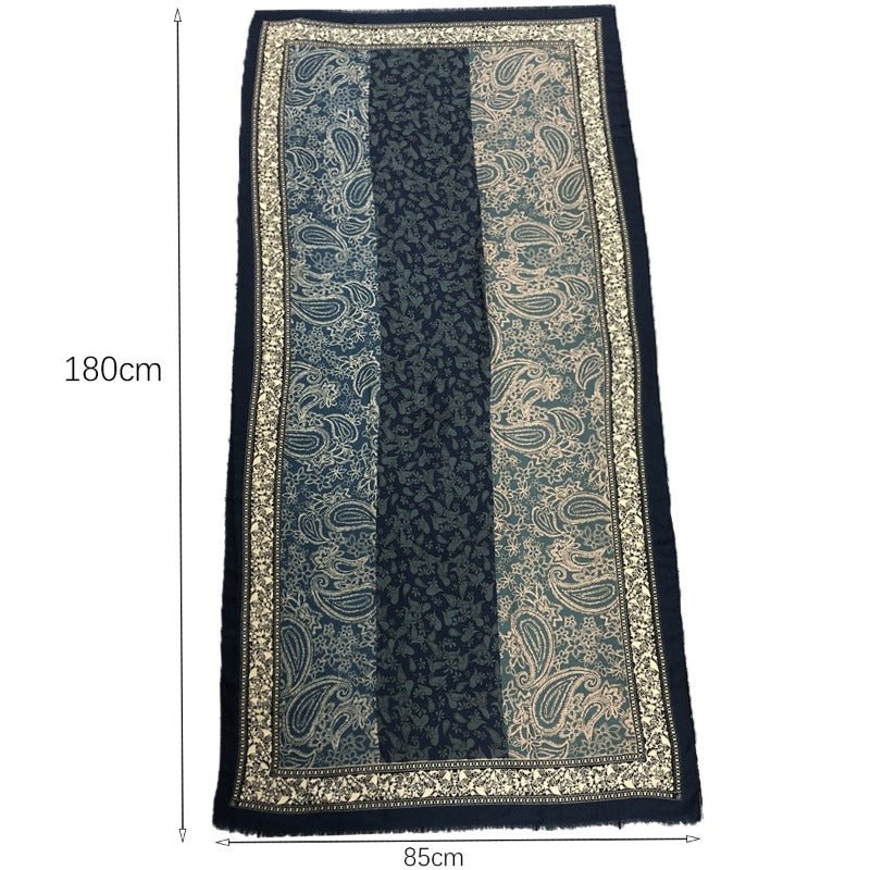 Cashmere - Feel Paisley Print Hijab Scarf | 180x85cm Fringe Edge Shawl with Traditional Motifs(MH150) - Mariam's Collection