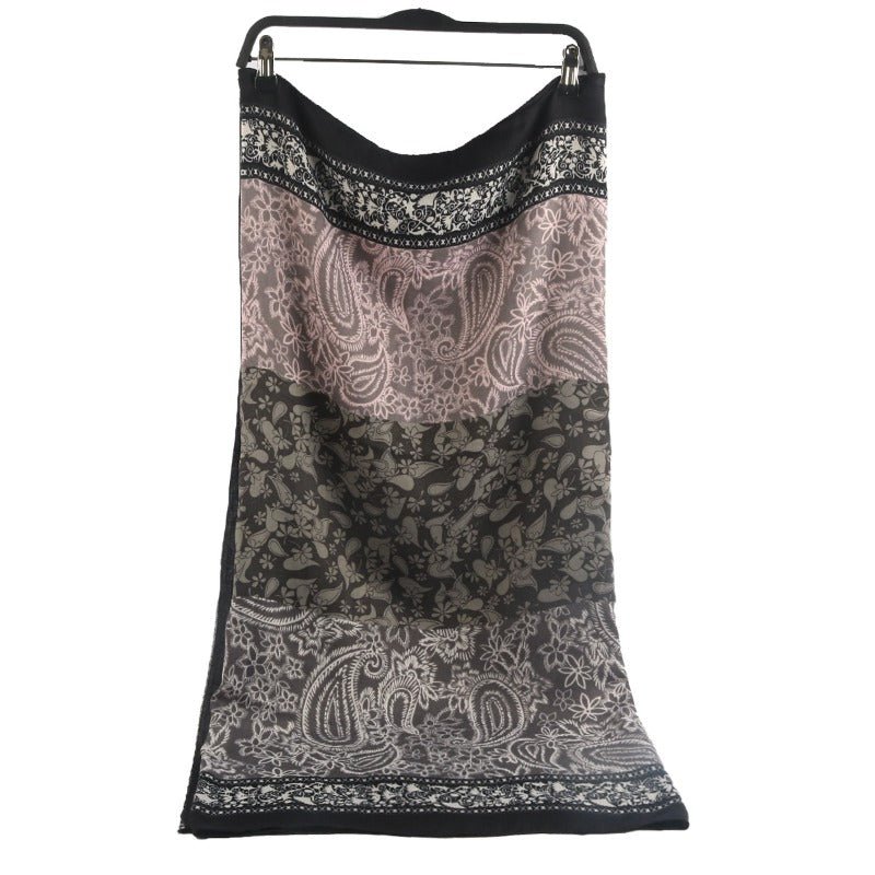 Cashmere - Feel Paisley Print Hijab Scarf | 180x85cm Fringe Edge Shawl with Traditional Motifs(MH150) - Mariam's Collection