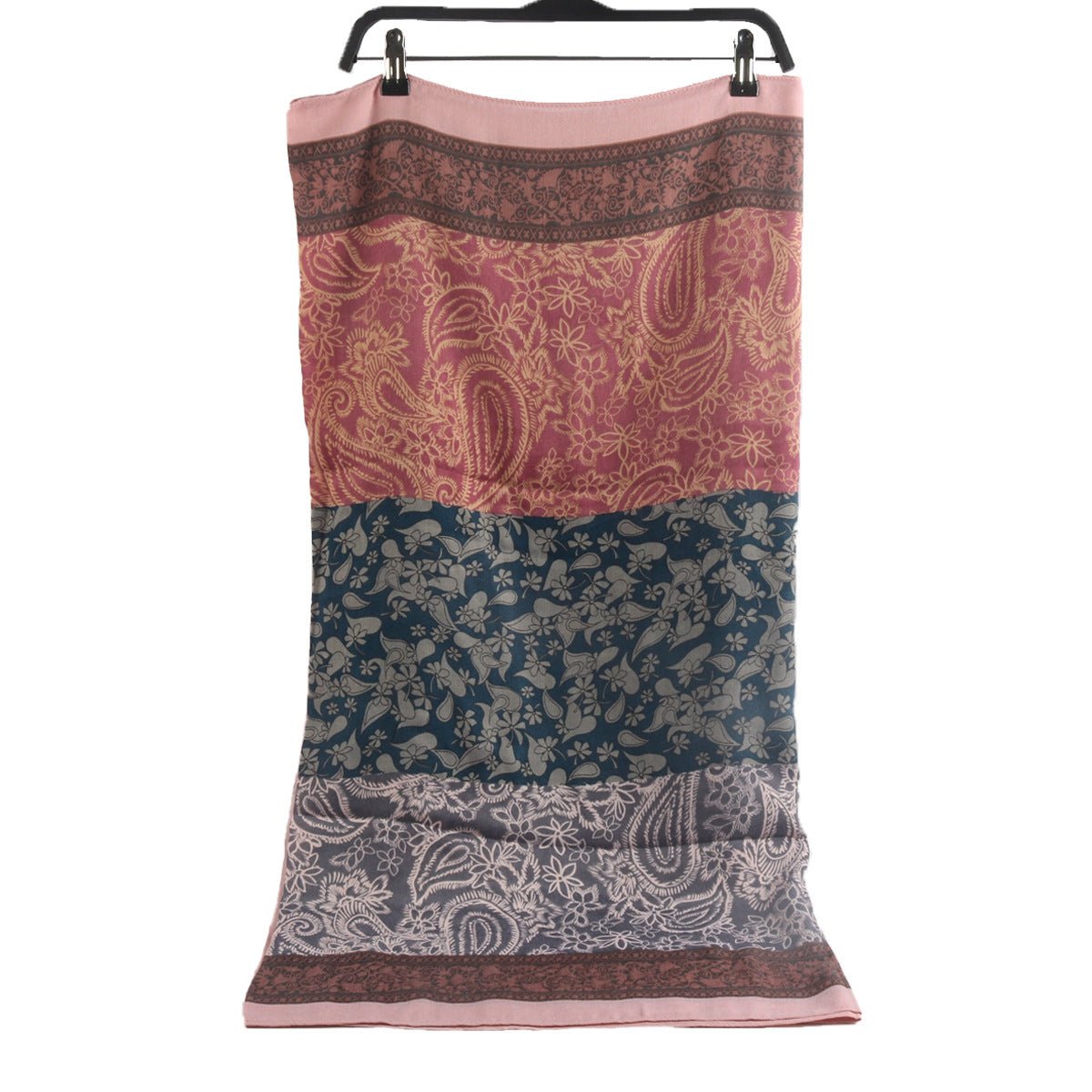 Cashmere - Feel Paisley Print Hijab Scarf | 180x85cm Fringe Edge Shawl with Traditional Motifs(MH150) - Mariam's Collection