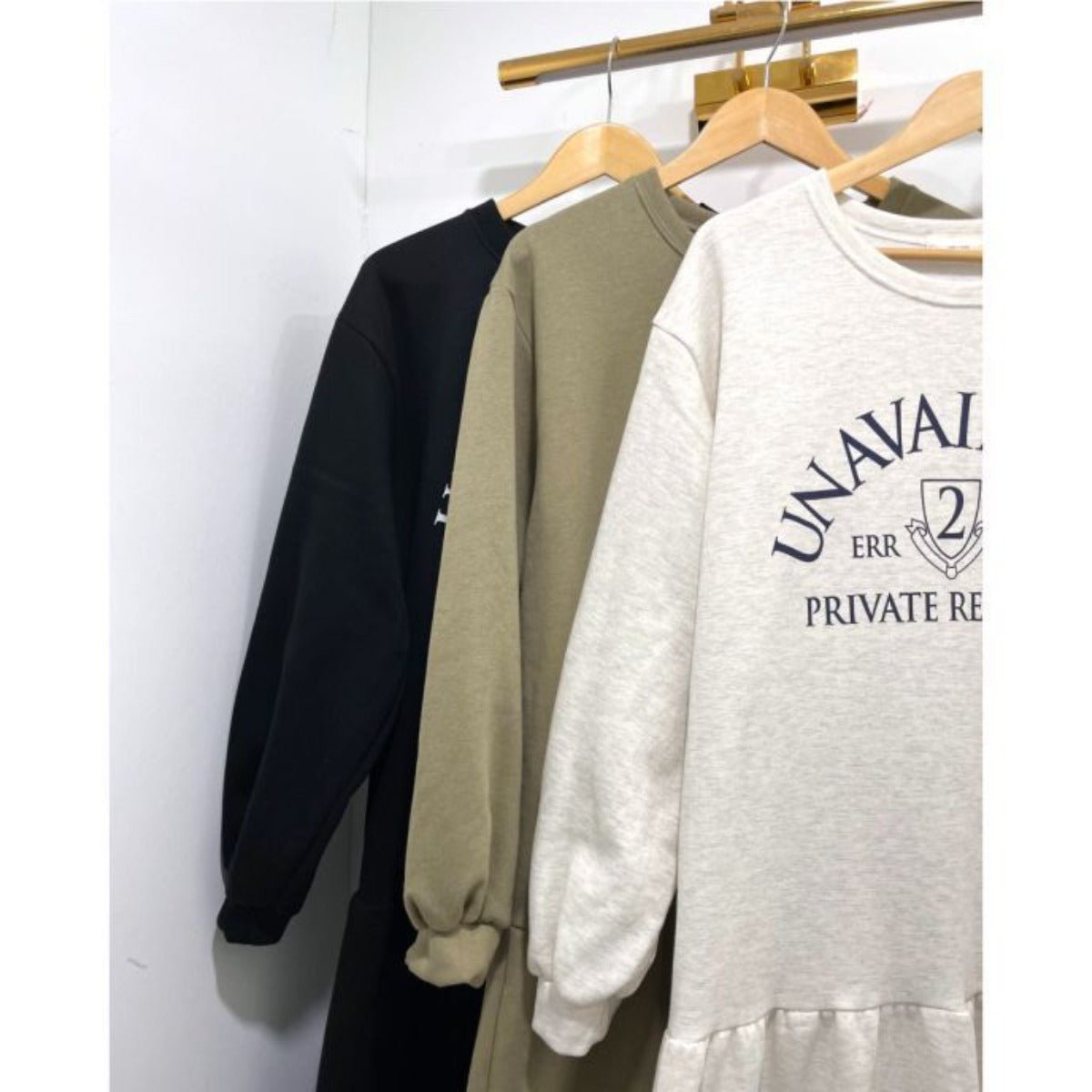 Casual Letter Print Crew Neck Long Sleeve Knit Dress | Minimalist Lounge Dress(MS111) - Mariam's Collection