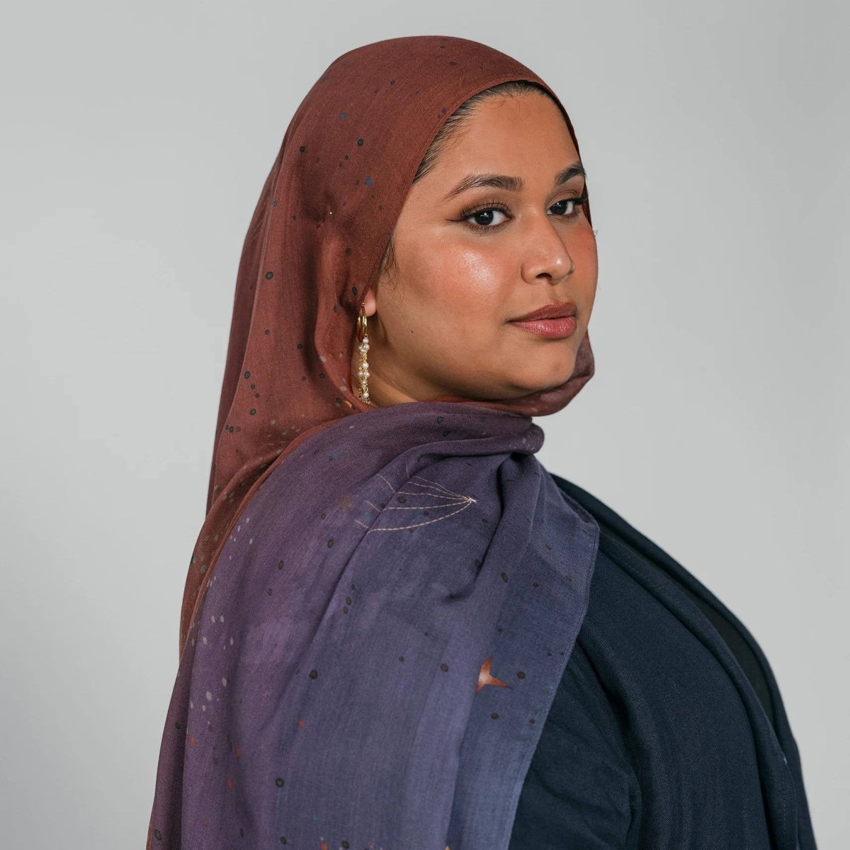 Celestial Sun & Galaxy Print Ombre Hijab Scarf(MH242) - Mariam's Collection