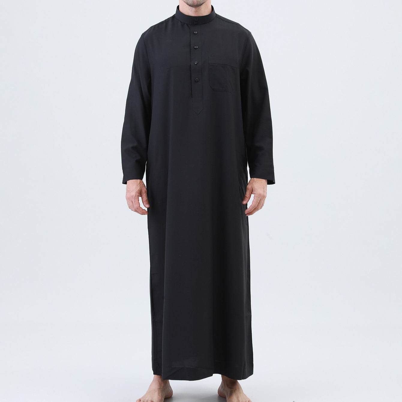 Men's Solid Color Thobe with Button Placket(MT036)