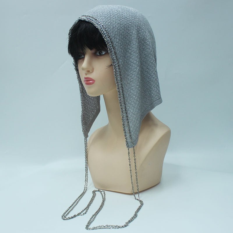 Chain Trim Hijab Cap | Sparkle Knit Balaclava with Chains(MAC375) - Mariam's Collection