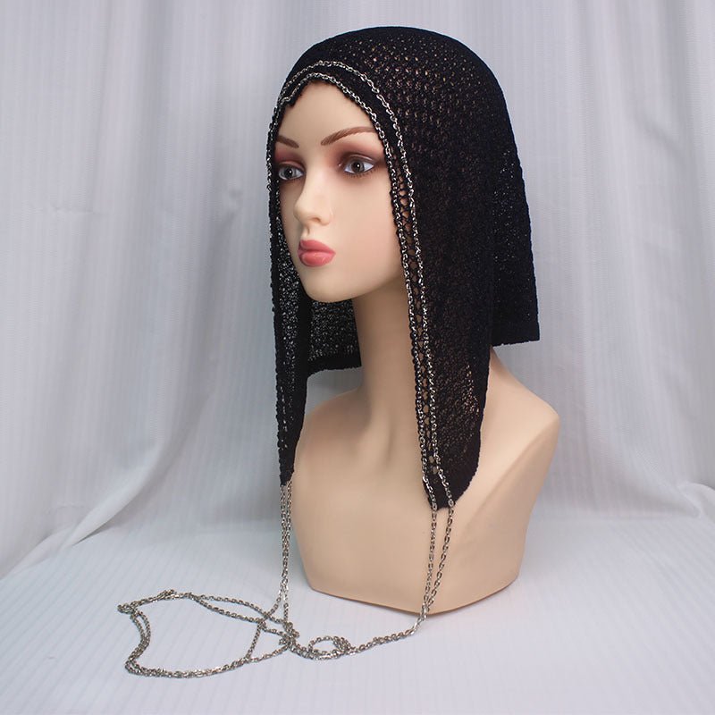 Chain Trim Hijab Cap | Sparkle Knit Balaclava with Chains(MAC375) - Mariam's Collection