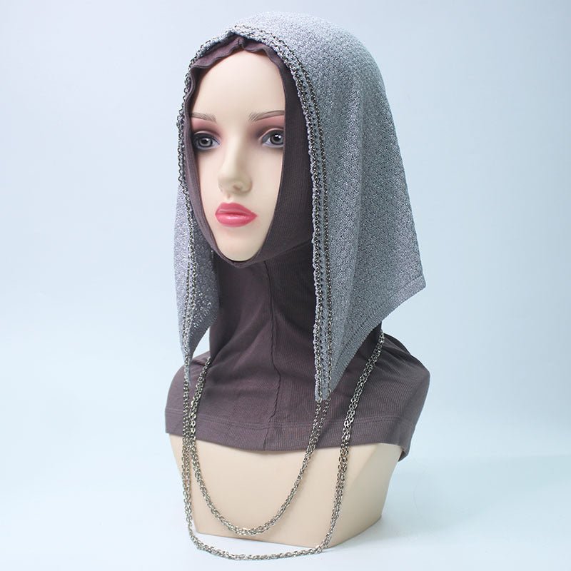 Chain Trim Hijab Cap | Sparkle Knit Balaclava with Chains(MAC375) - Mariam's Collection