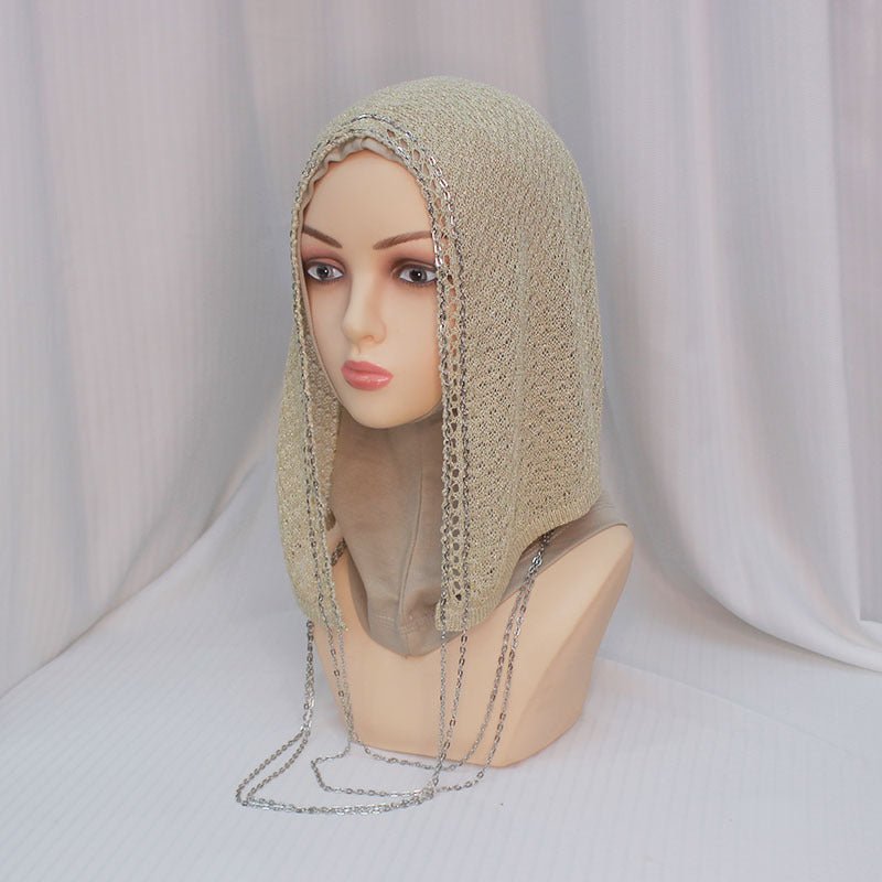 Chain Trim Hijab Cap | Sparkle Knit Balaclava with Chains(MAC375) - Mariam's Collection