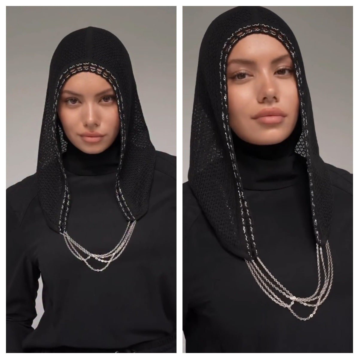 Chain Trim Hijab Cap | Sparkle Knit Balaclava with Chains(MAC375) - Mariam's Collection