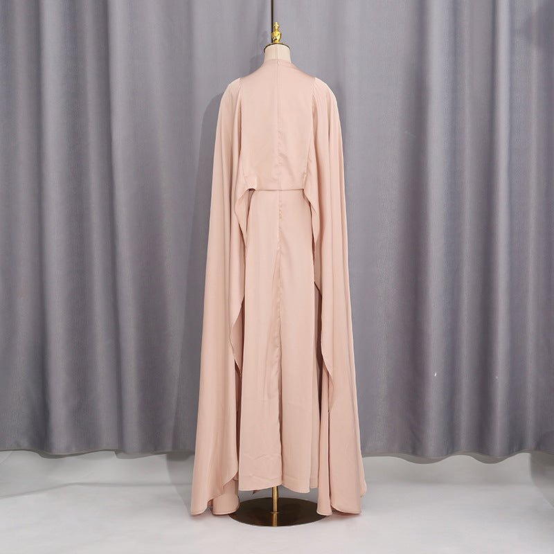 Champagne Satin Cape & Skirt Set(MS314) - Mariam's Collection