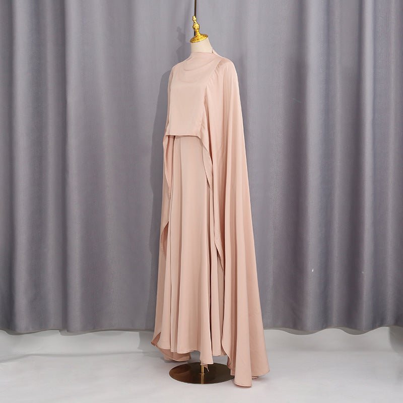 Champagne Satin Cape & Skirt Set(MS314) - Mariam's Collection