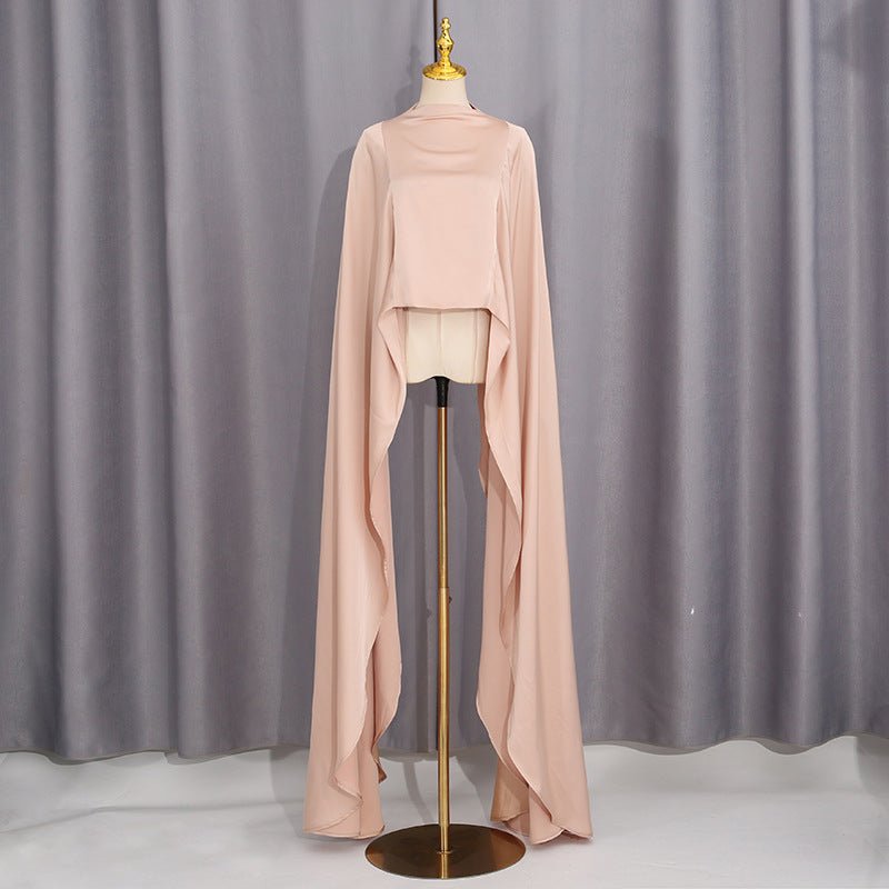 Champagne Satin Cape & Skirt Set(MS314) - Mariam's Collection