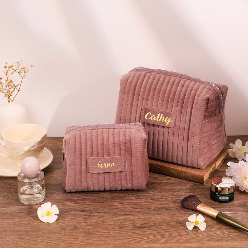 Checkered Velvet Cosmetic Case Multi-Functional Travel Organizer