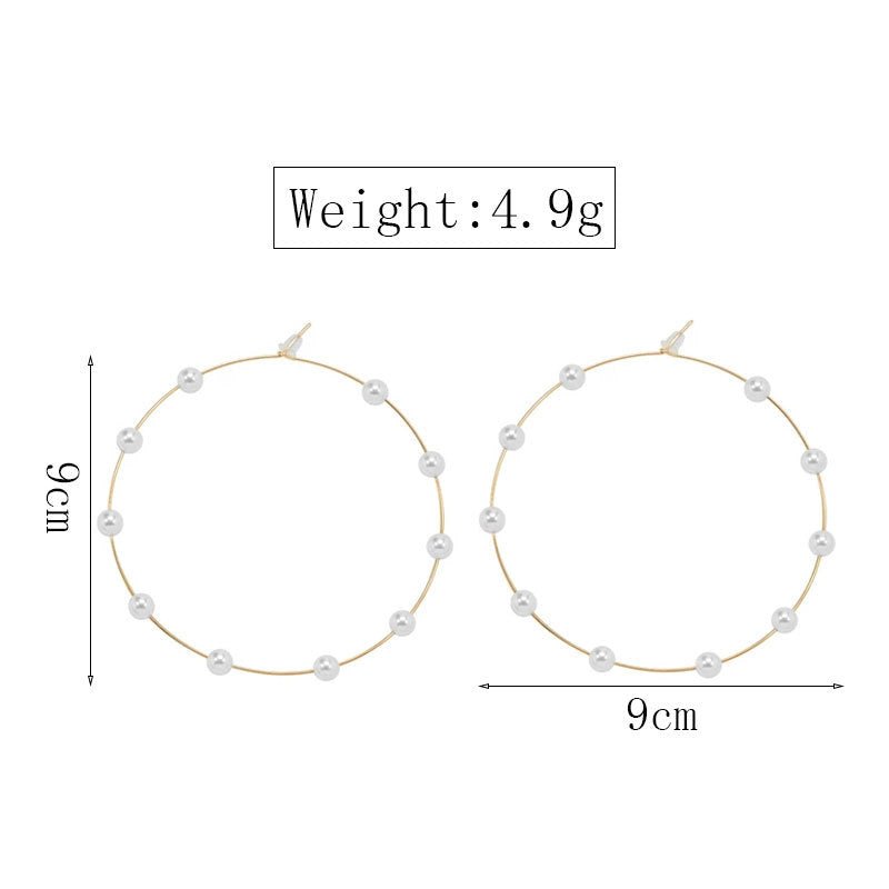 Chic Pearl Earrings Hoop Oversized Earrings (MAC320) - Mariam's Collection