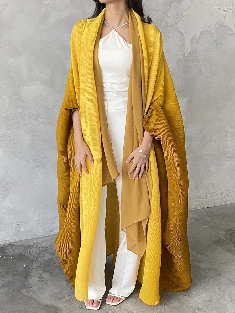 Chic Pleated Ombre Batwing Open Abaya (MOA120) - Mariam's Collection