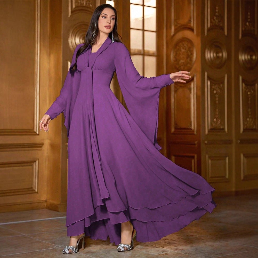 Chiffon Asymmetric Tiered Maxi Dress(MS368) - Mariam's Collection