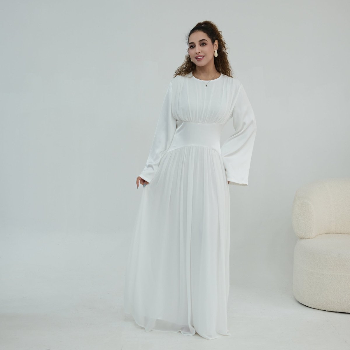 Chiffon Flared Sleeve Maxi Dress(MS498) - Mariam's Collection