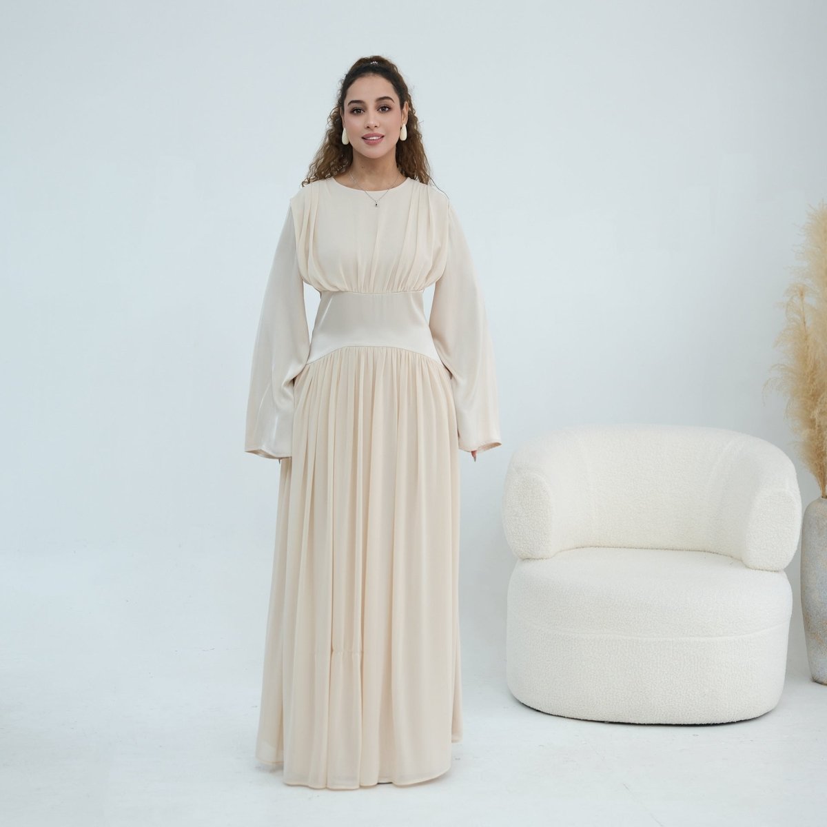 Chiffon Flared Sleeve Maxi Dress(MS498) - Mariam's Collection