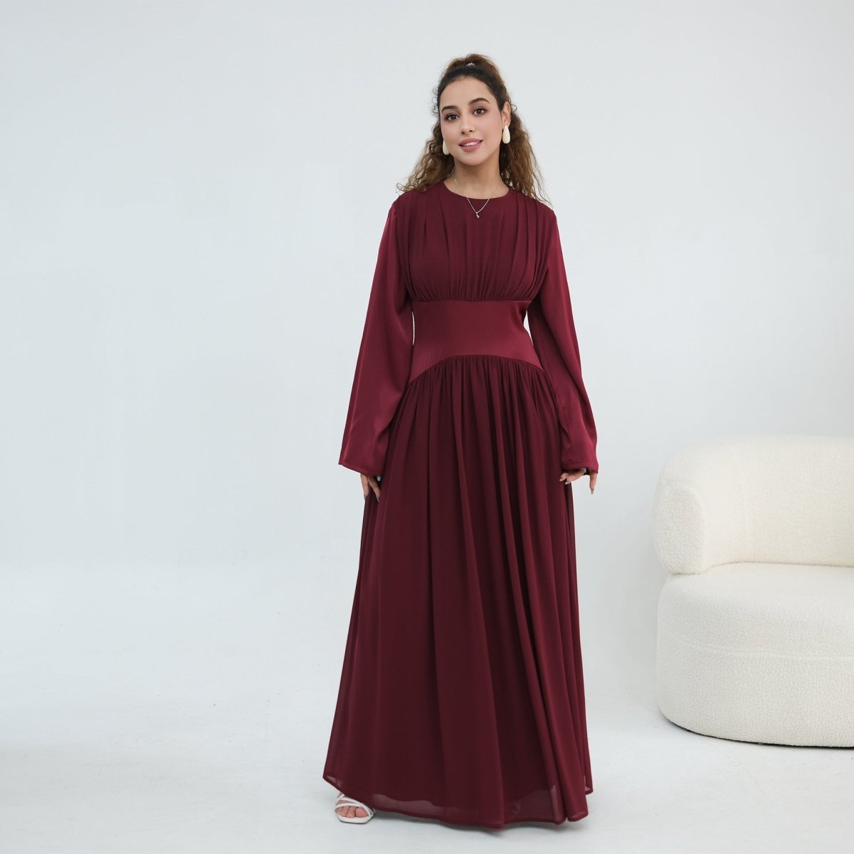 Chiffon Flared Sleeve Maxi Dress(MS498) - Mariam's Collection