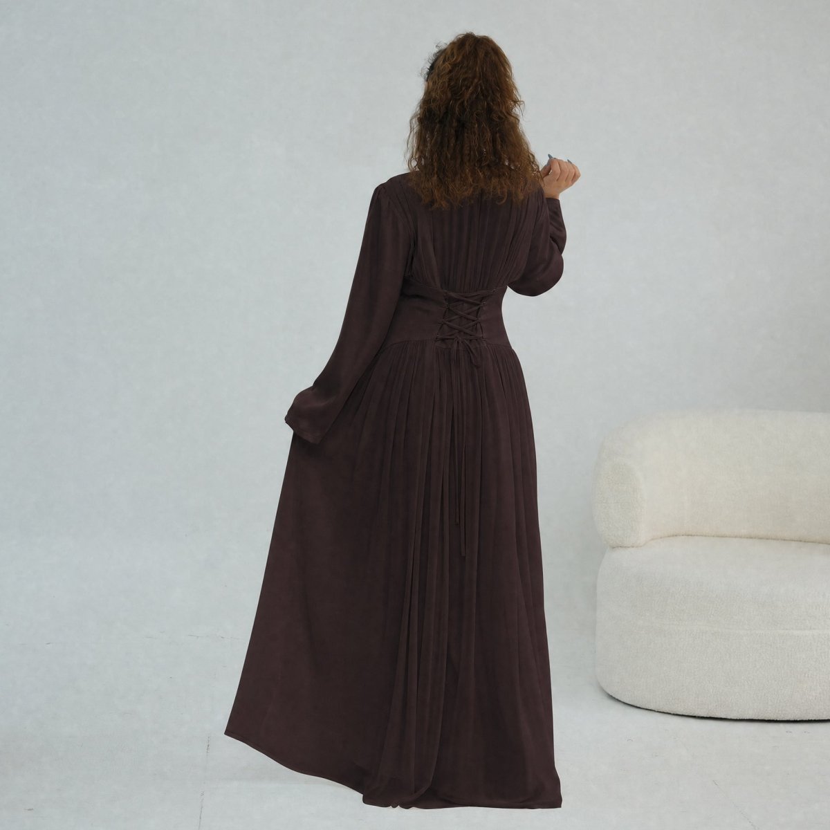 Chiffon Flared Sleeve Maxi Dress(MS498) - Mariam's Collection