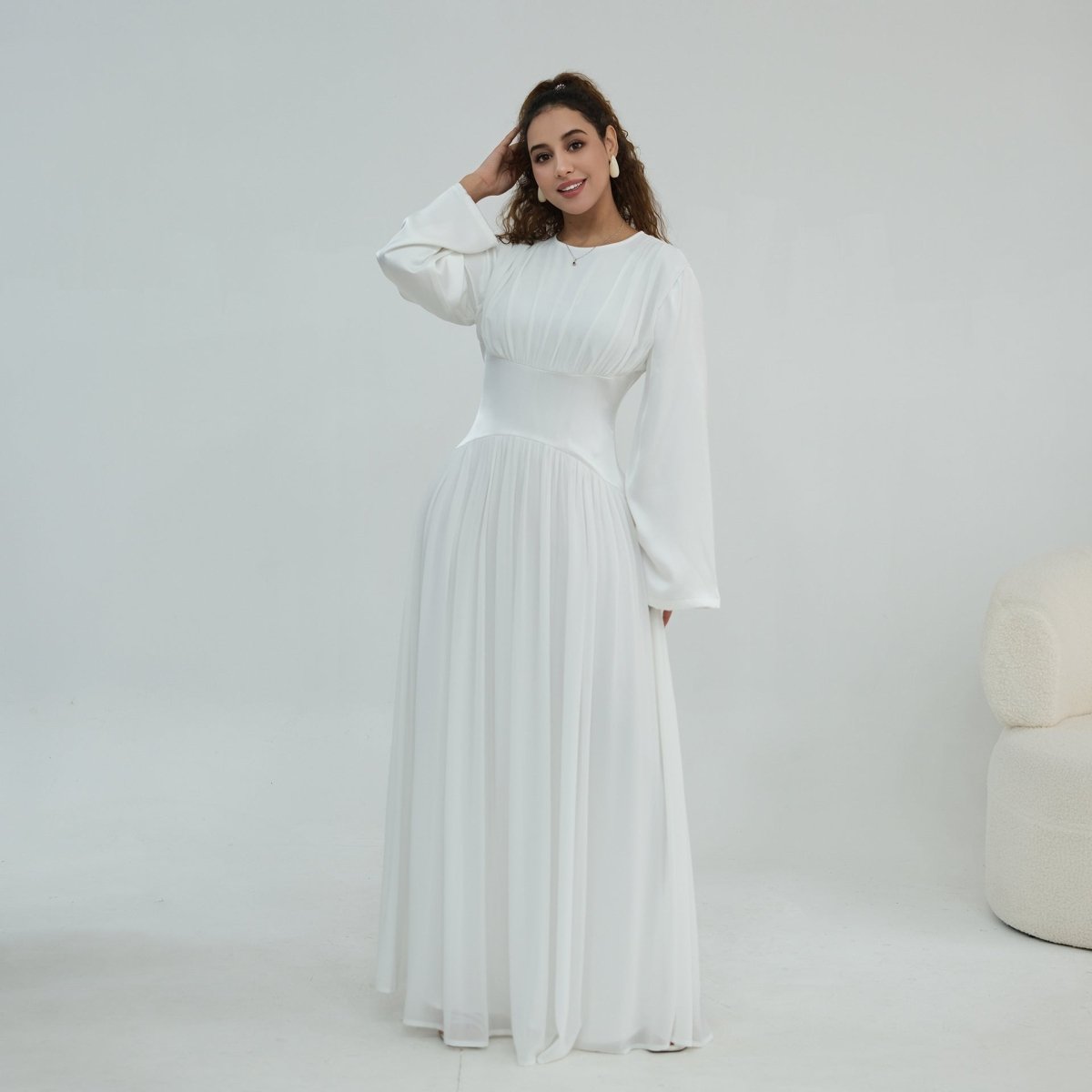 Chiffon Flared Sleeve Maxi Dress(MS498) - Mariam's Collection