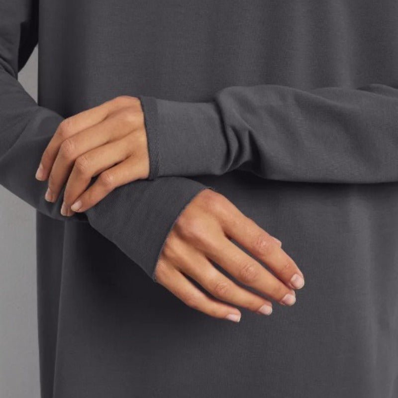 Classic Cotton Pullover Maxi Dress | Round Neck Long Sleeve Solid Color Dress(MA317) - Mariam's Collection