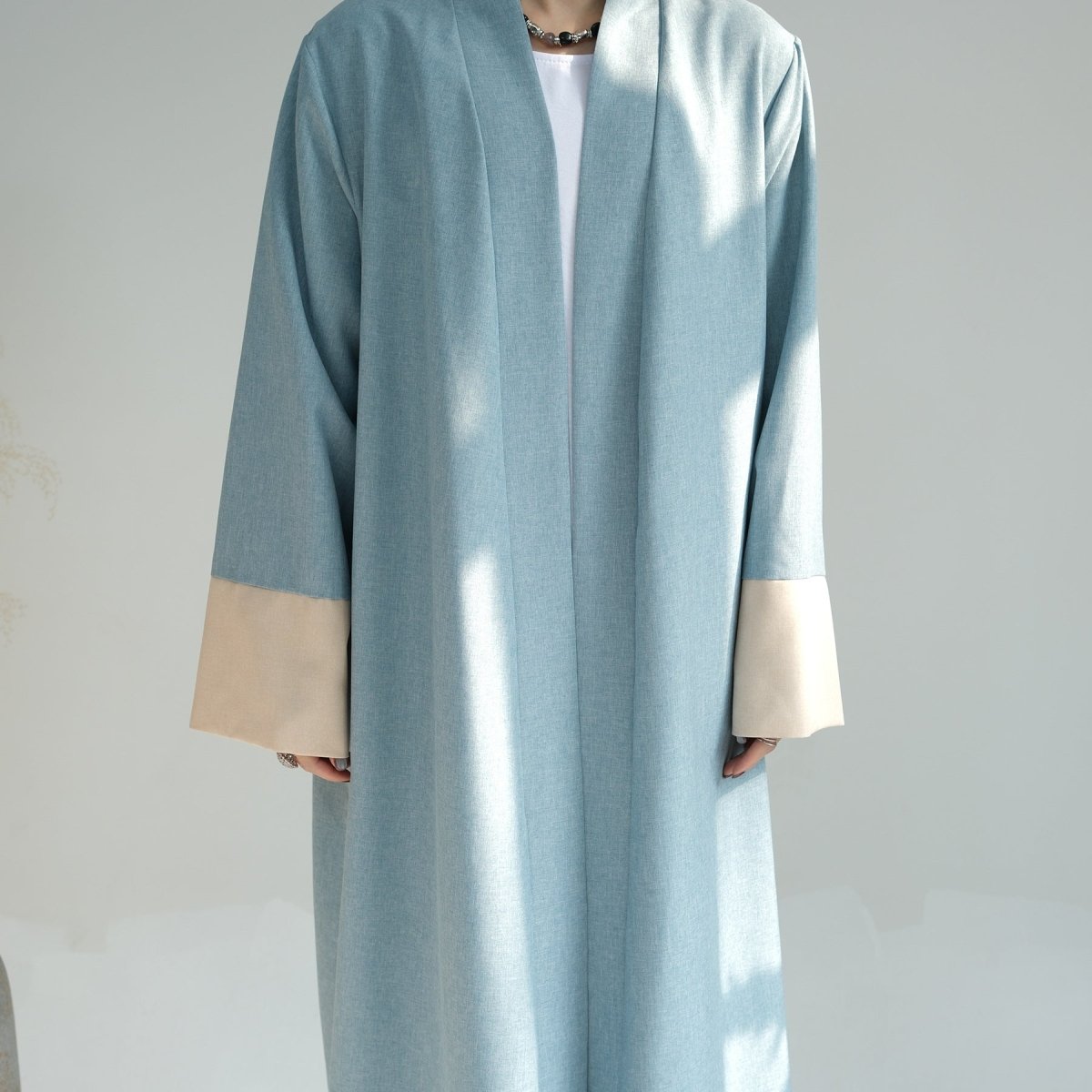 Color Blocking Sleeves Maxi Open Abaya (MOA038) - Mariam's Collection
