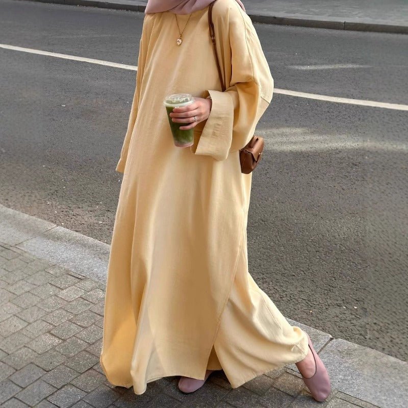 Comfortable Solid Color Abaya & Loose Pants Set | Two - Piece Casual Modest Outfit(MS136) - Mariam's Collection