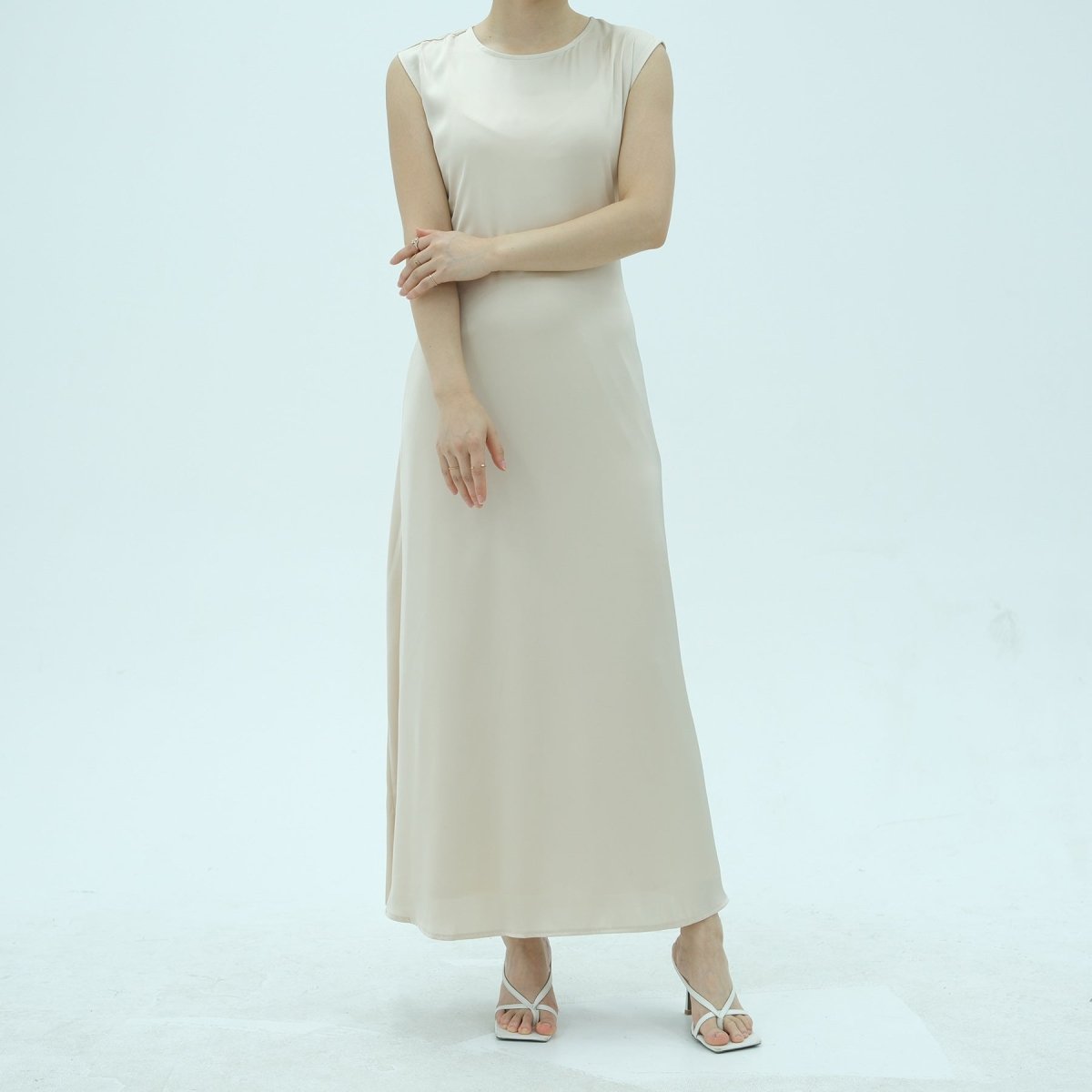 Corset-Back Lace-Up Sleeveless Maxi Dress(MS472) - Mariam's Collection
