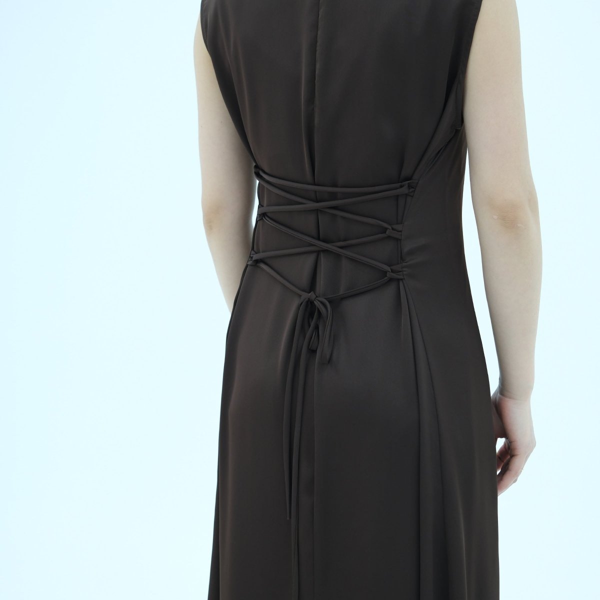 Corset-Back Lace-Up Sleeveless Maxi Dress(MS472) - Mariam's Collection