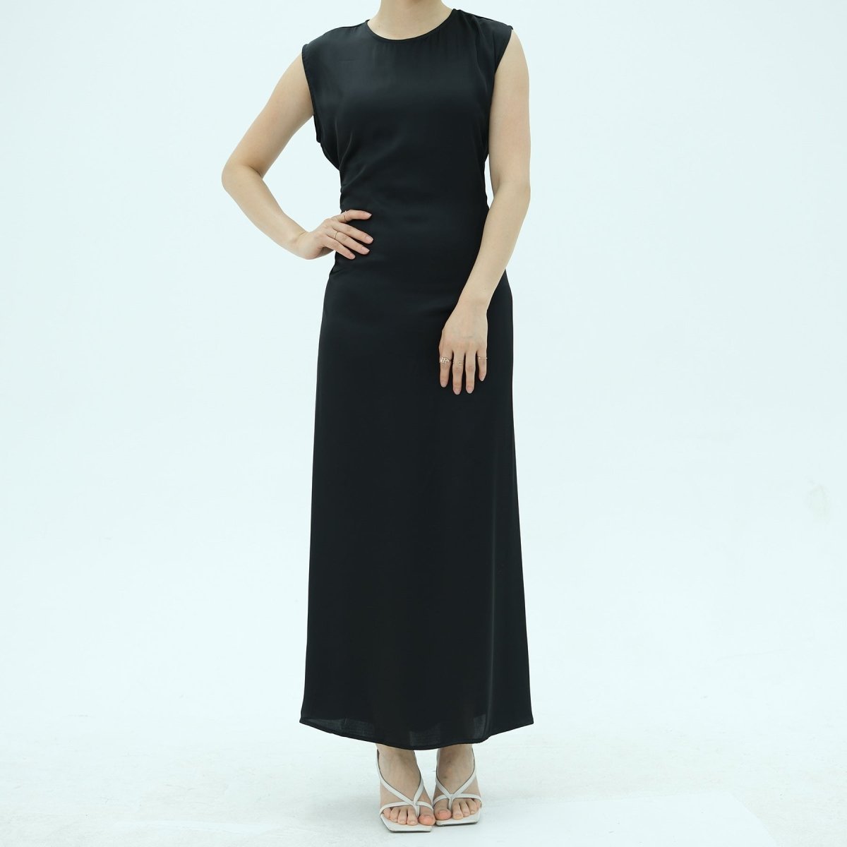 Corset-Back Lace-Up Sleeveless Maxi Dress(MS472) - Mariam's Collection