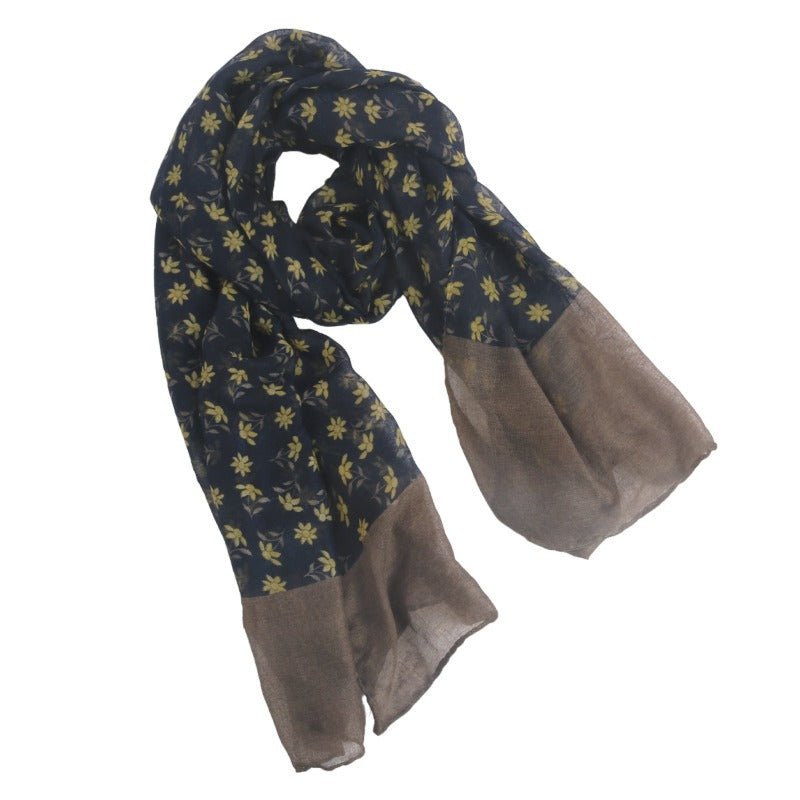 Cotton Linen Print Floral & Leopard Pattern Hijab Scarf(MH151) - Mariam's Collection