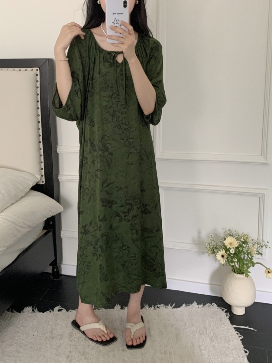 Cotton Silk Nightdress Set Fairy Sleeve Loungewear for Women.(MS086) - Mariam's Collection
