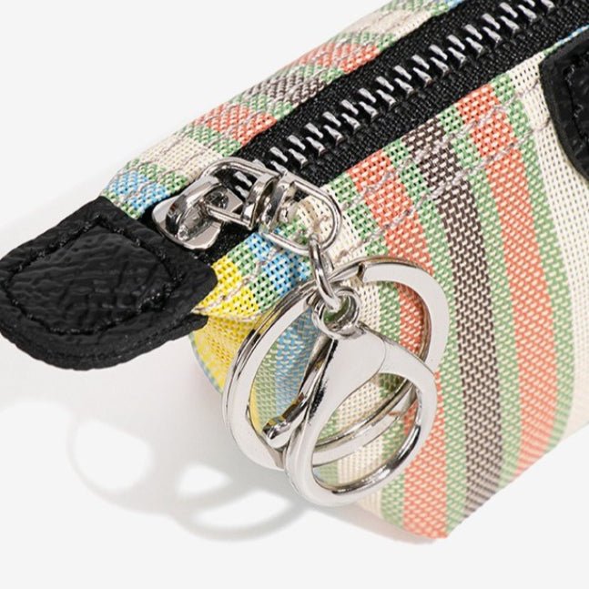 Cream Style Striped Mini Coin Purse & Keychain Pouch(MAC436) - Mariam's Collection