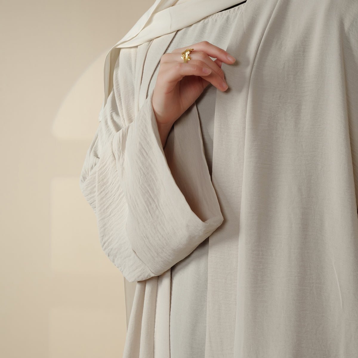 Crepe Pocket Open Abaya 3 - Piece Set (MA002) - Mariam's Collection