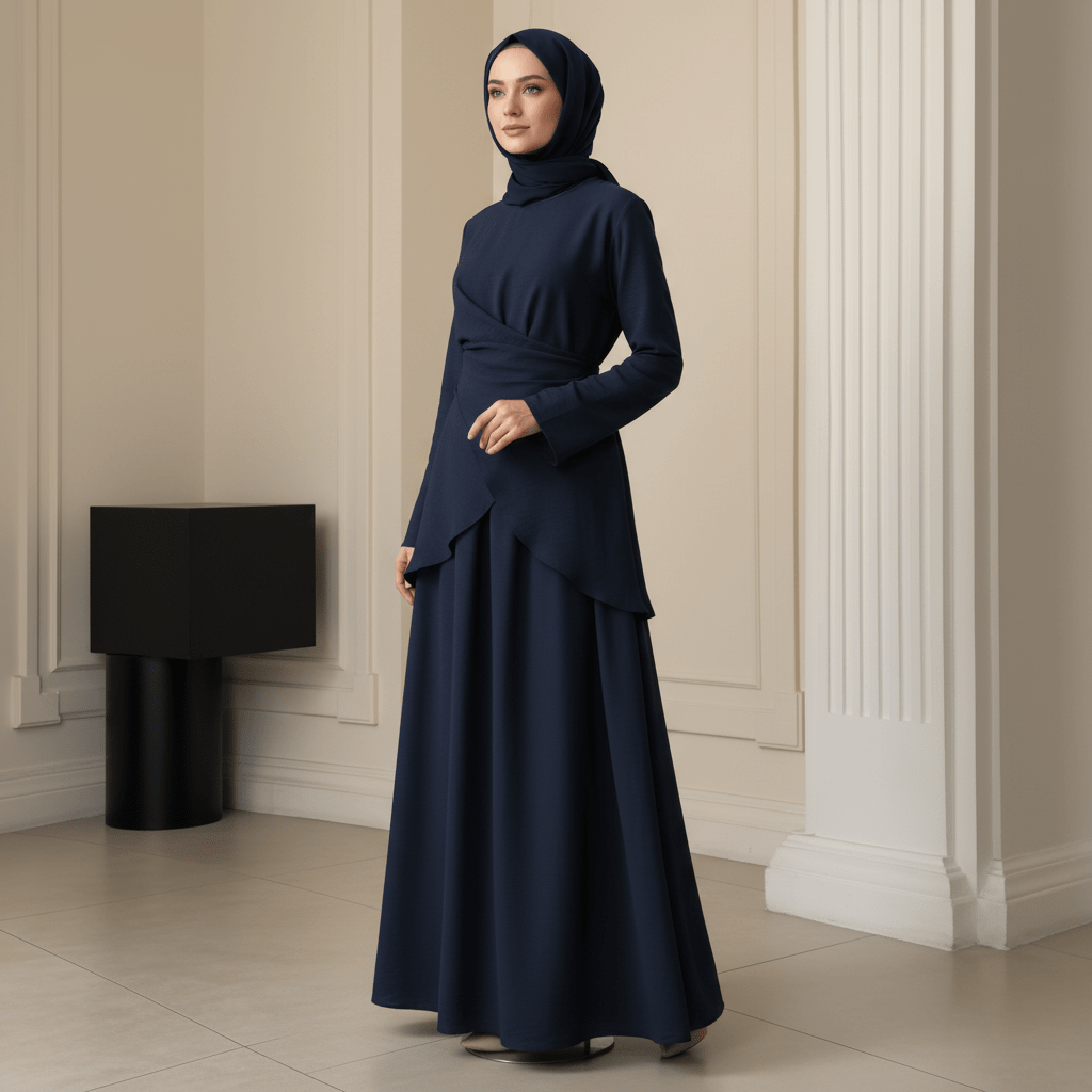 Cross-Wrap Waist Top & A-Line Maxi Skirt Set(MS475) - Mariam's Collection