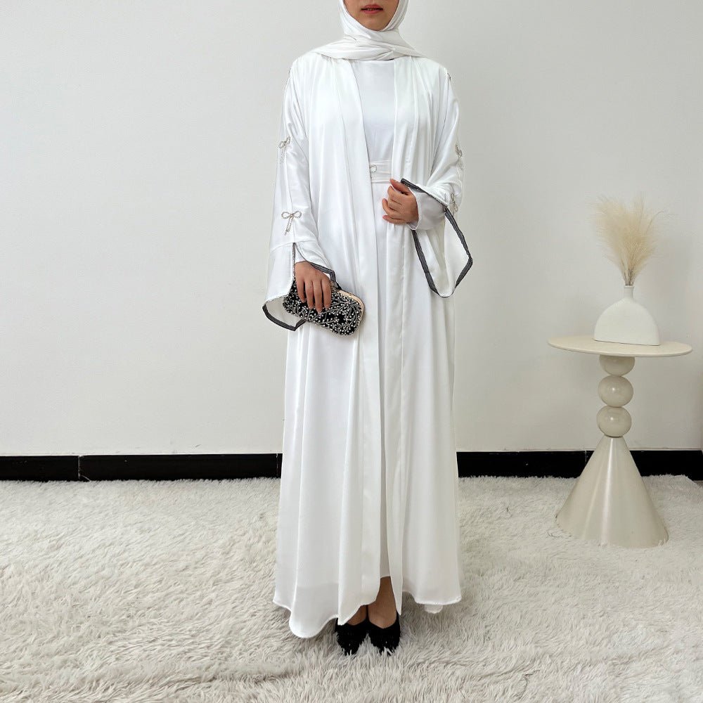 Crystal Bow Embellished Abaya 4 - Piece Set(MOA253) - Mariam's Collection