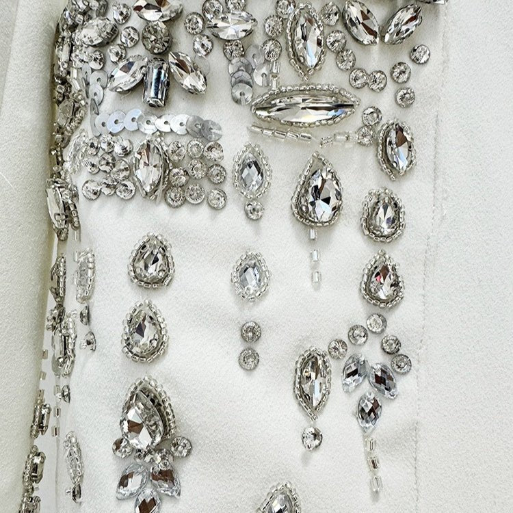 Crystal Embellished Blazer Evening Gown(MS300) - Mariam's Collection