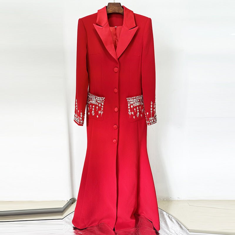 Crystal Embellished Blazer Evening Gown(MS300) - Mariam's Collection